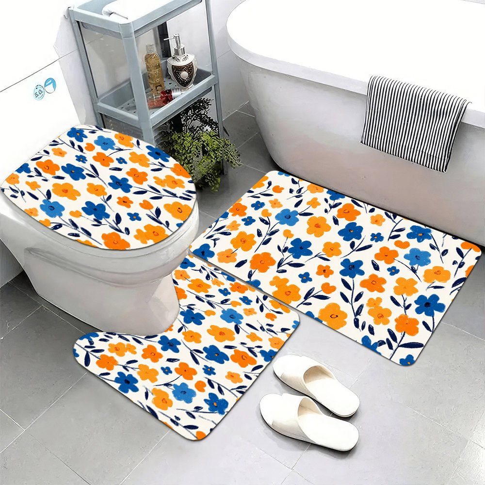 Home Made Bathroom Vanity - Cute Floral Bathroom Mat Set for