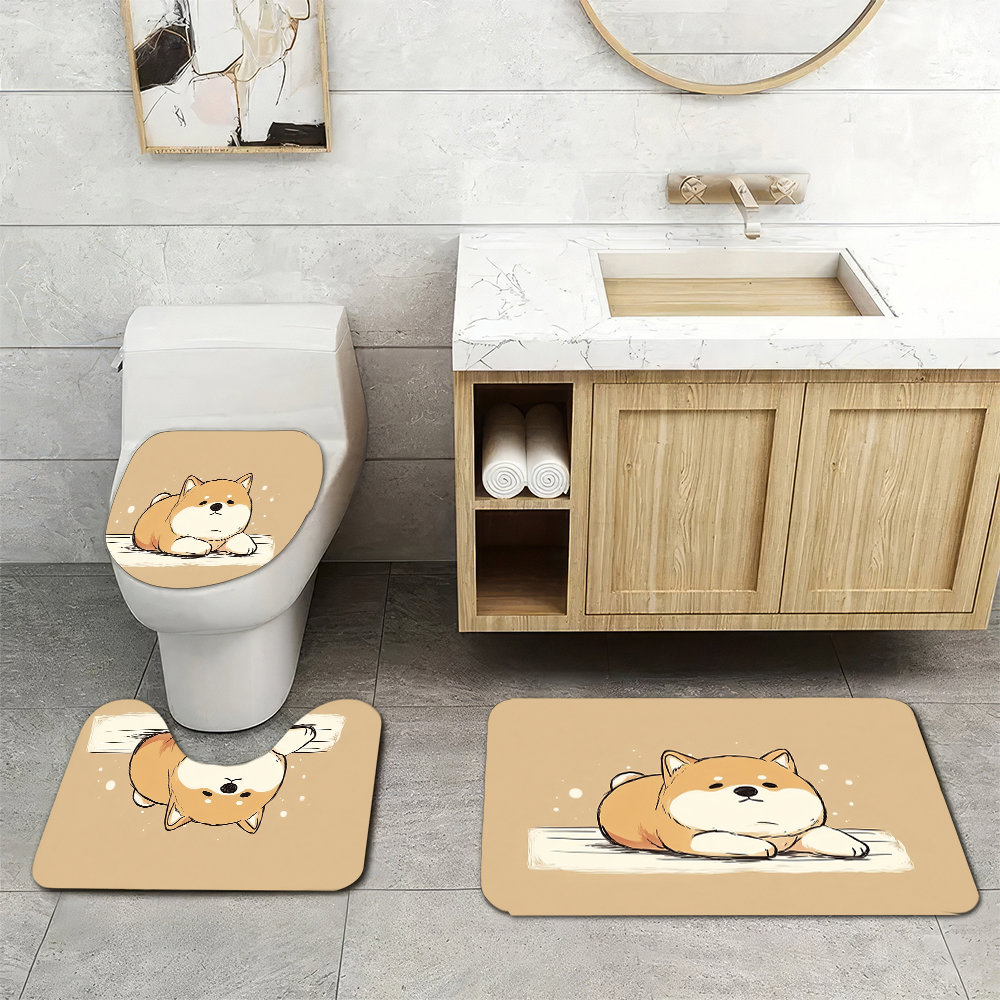 Home Made Bathroom Vanity - Cute Shiba Inu Dog Bathroom Mat
