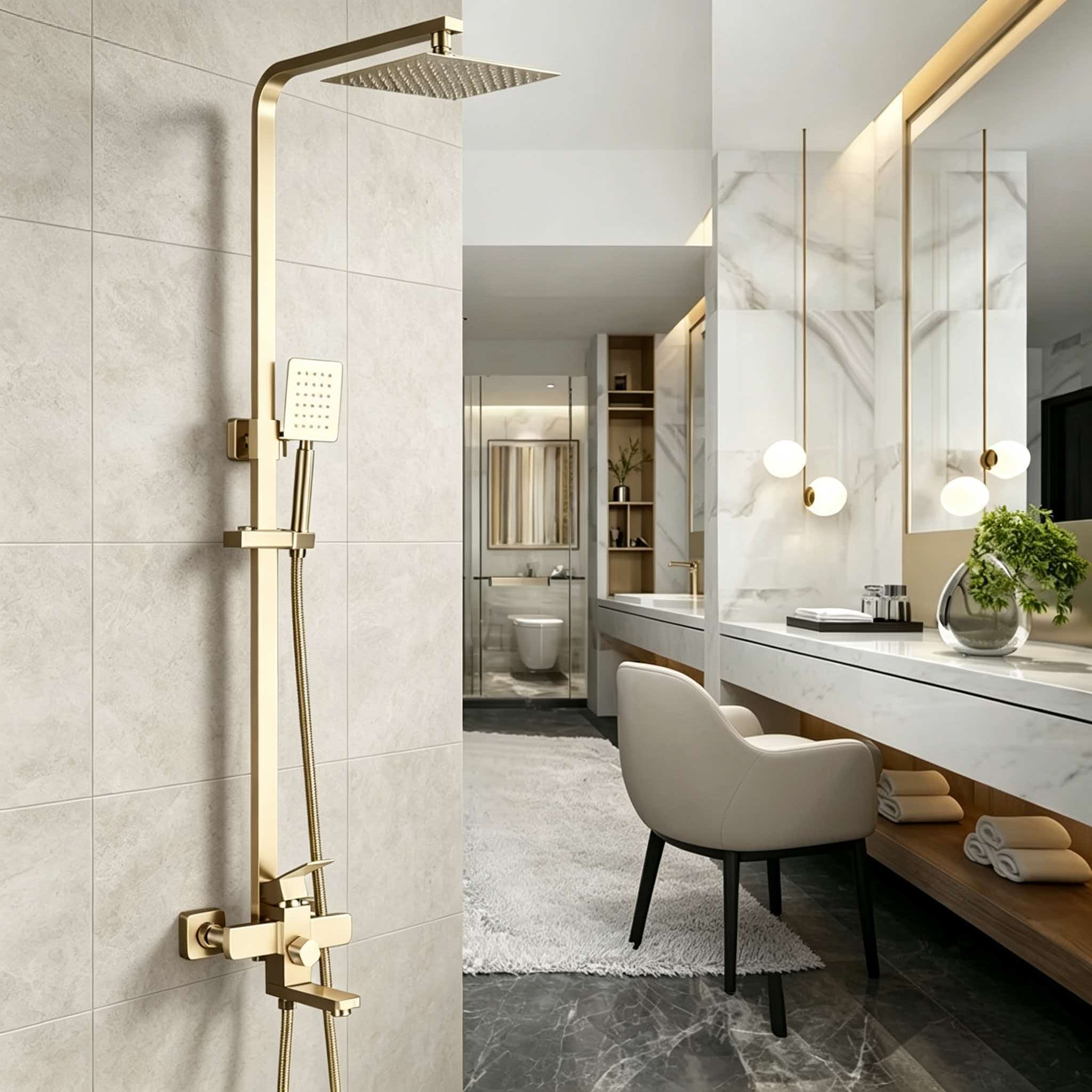 Gold shower set stainless stee - Home Bathroom Faucets review and price