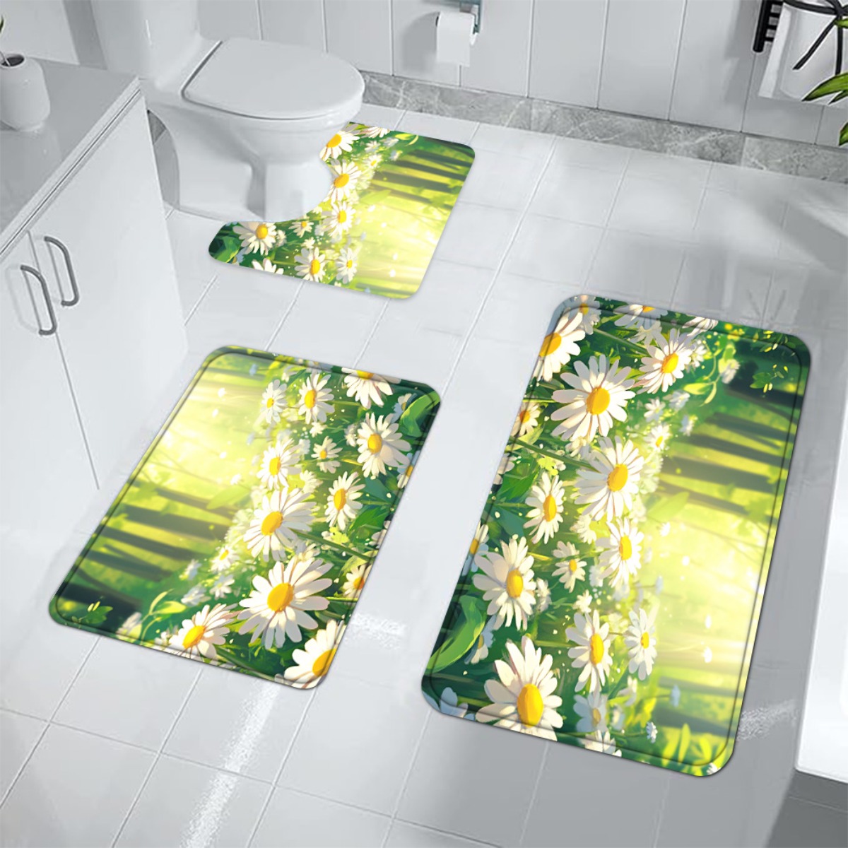 Daisy Floral Bath Mat Set Bath - Home Made Bathroom Vanity review and price