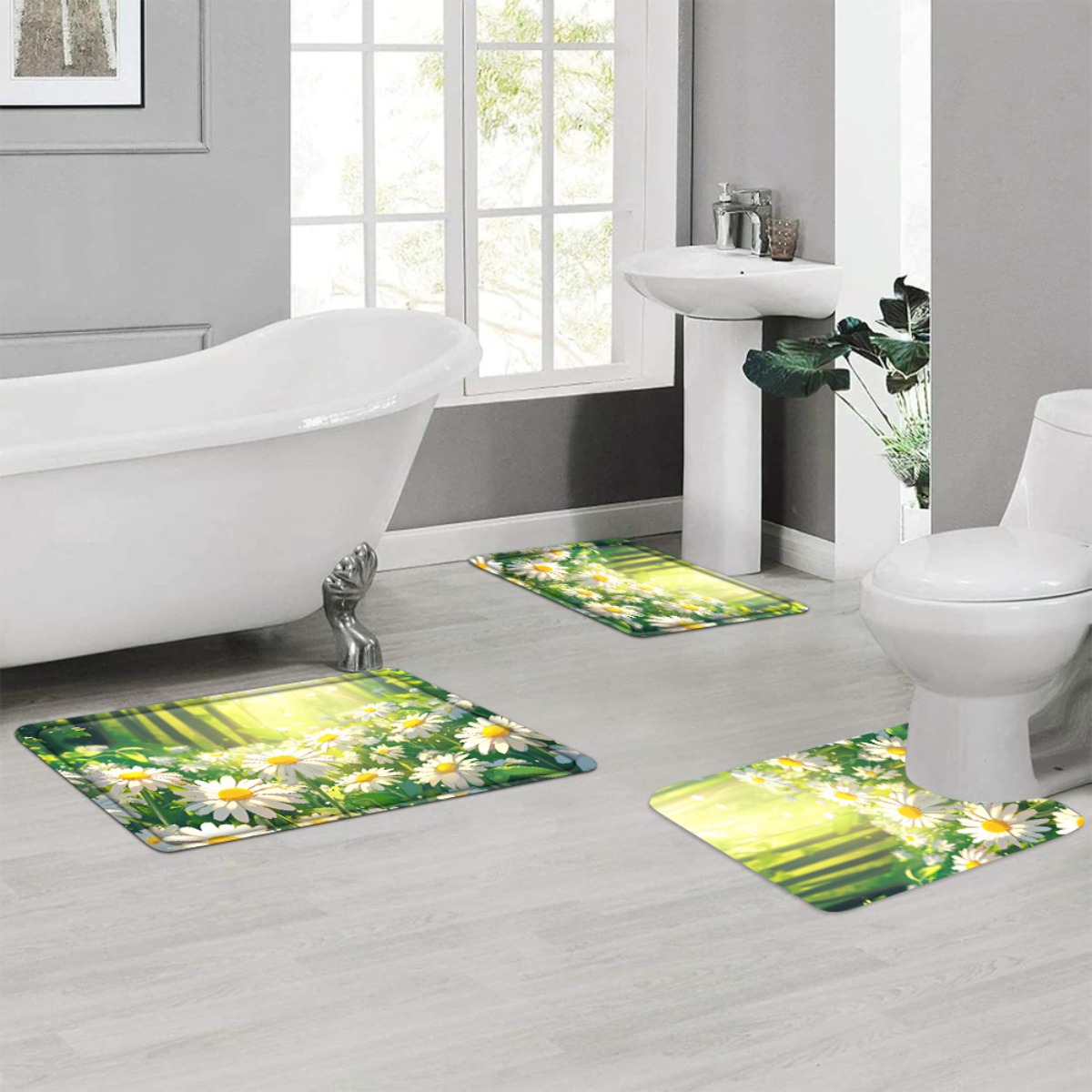 Daisy Floral Bath Mat Set Bath - Home Made Bathroom Vanity review and price