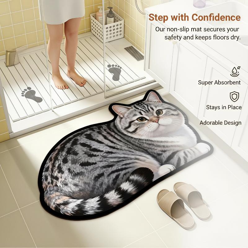 Diatomite Bath Mat Lovely Cat  - Home Decor Bathroom Ideas review and price