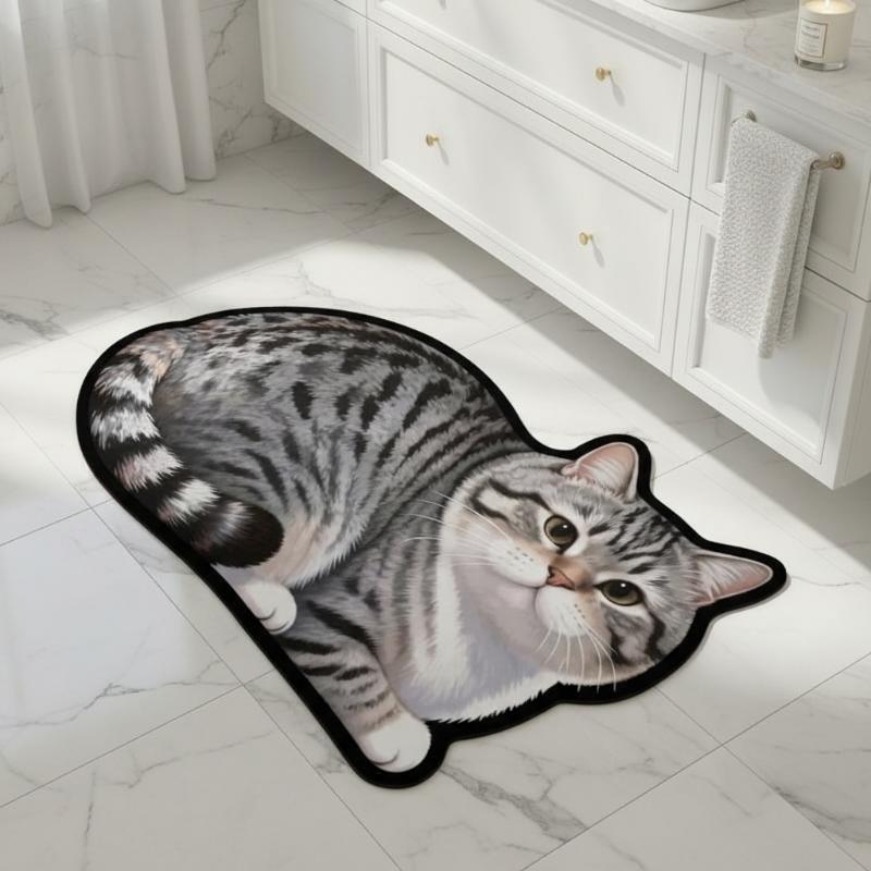 Diatomite Bath Mat Lovely Cat  - Home Decor Bathroom Ideas review and price