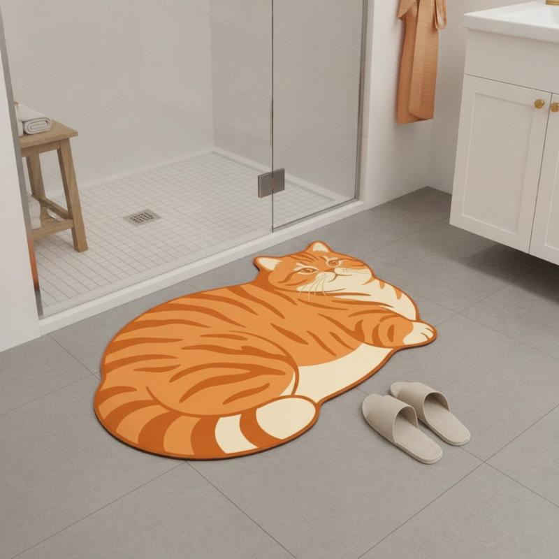 Diatomite Bath Mat Lovely Cat  - Home Decor Bathroom Ideas review and price