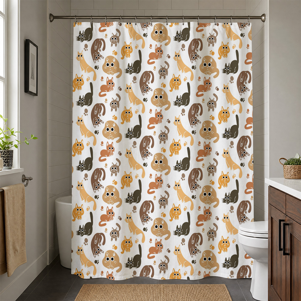 Adorable Cat Pattern Shower Cu - Adorable Home Bathroom Ideas review and price