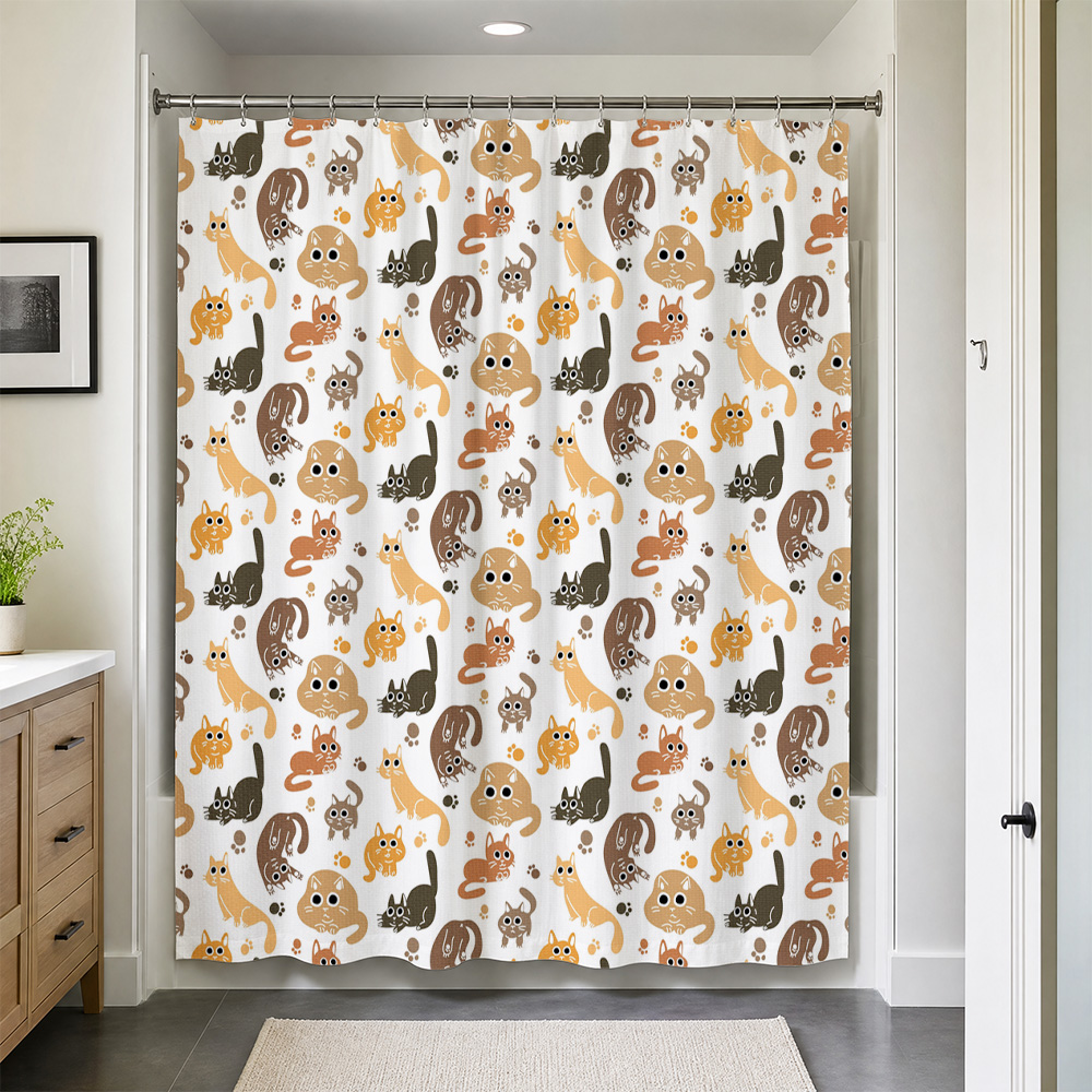 Adorable Cat Pattern Shower Cu - Adorable Home Bathroom Ideas review and price
