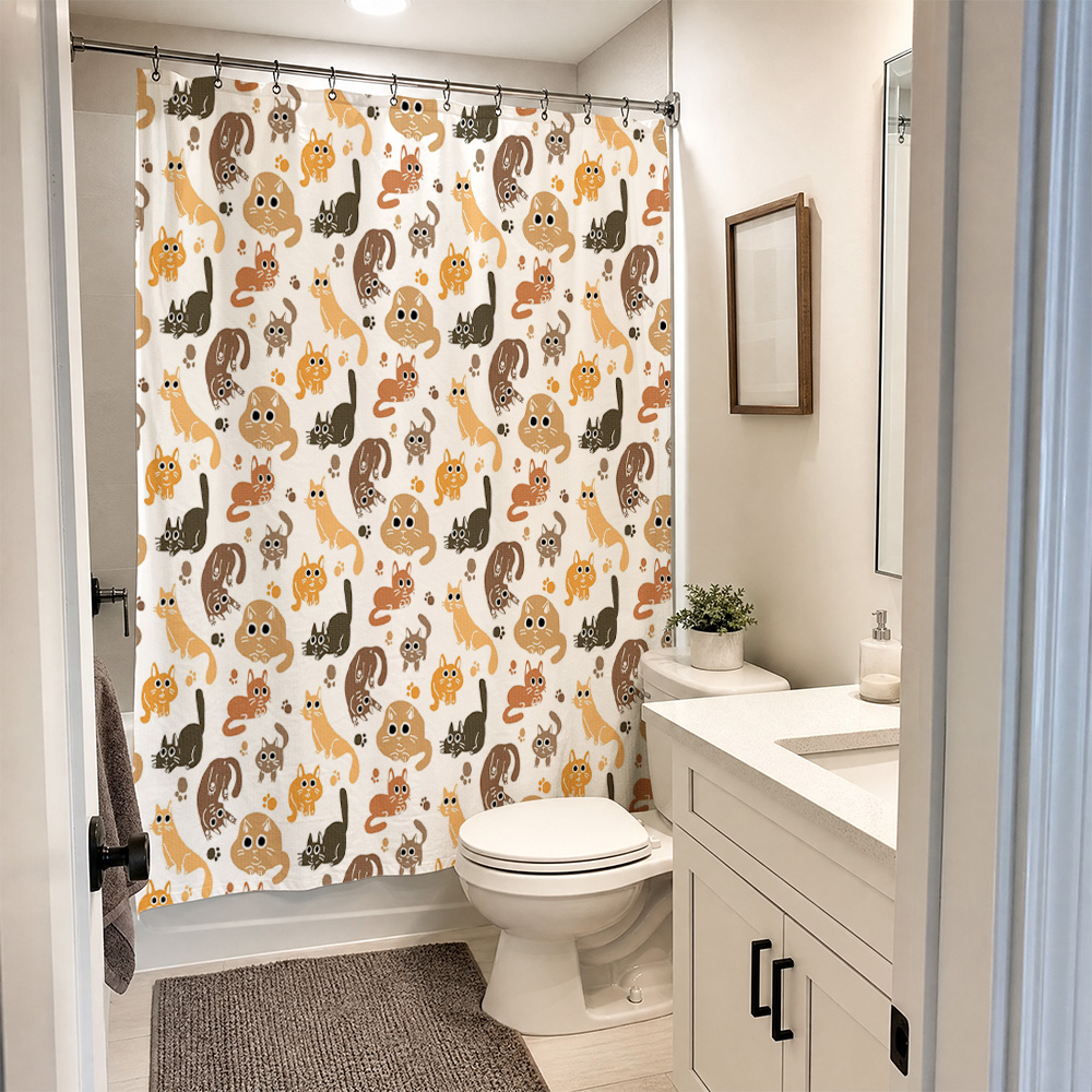 Adorable Cat Pattern Shower Cu - Adorable Home Bathroom Ideas review and price