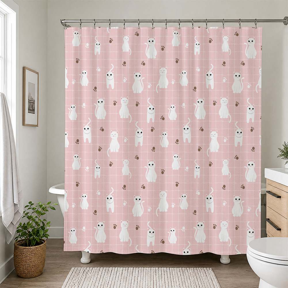 Cute Cat Pattern Waterproof Sh - Adorable Home Bathroom Ideas review and price