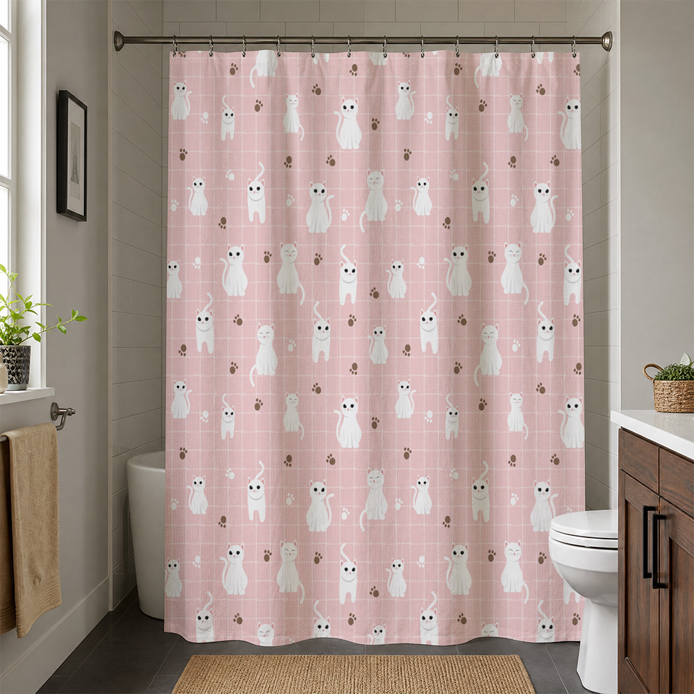 Cute Cat Pattern Waterproof Sh - Adorable Home Bathroom Ideas review and price