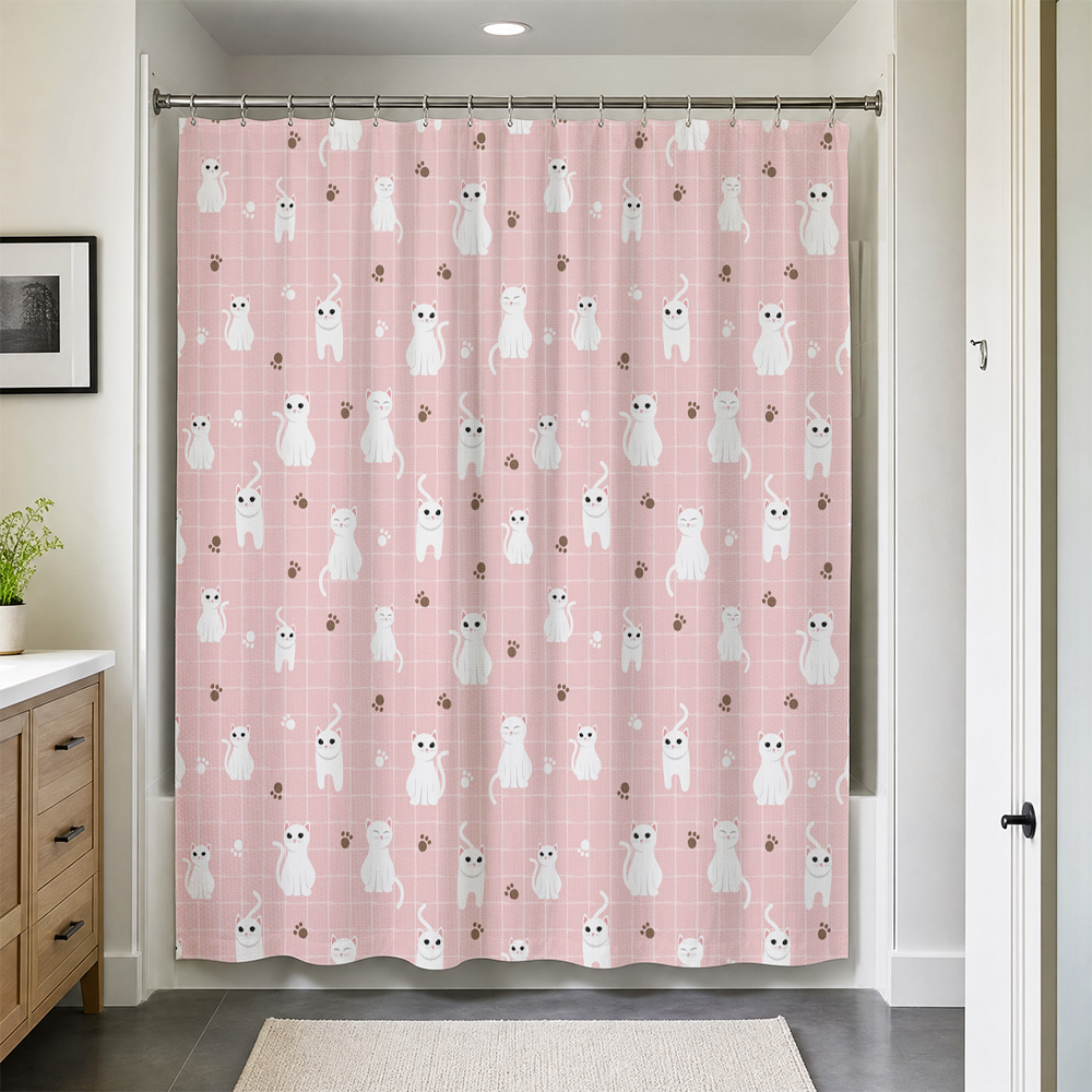 Cute Cat Pattern Waterproof Sh - Adorable Home Bathroom Ideas review and price