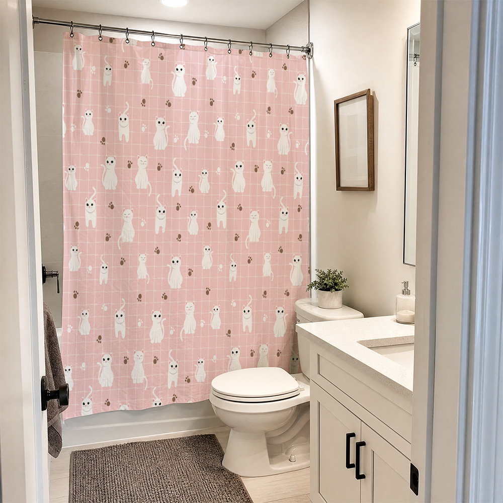 Cute Cat Pattern Waterproof Sh - Adorable Home Bathroom Ideas review and price