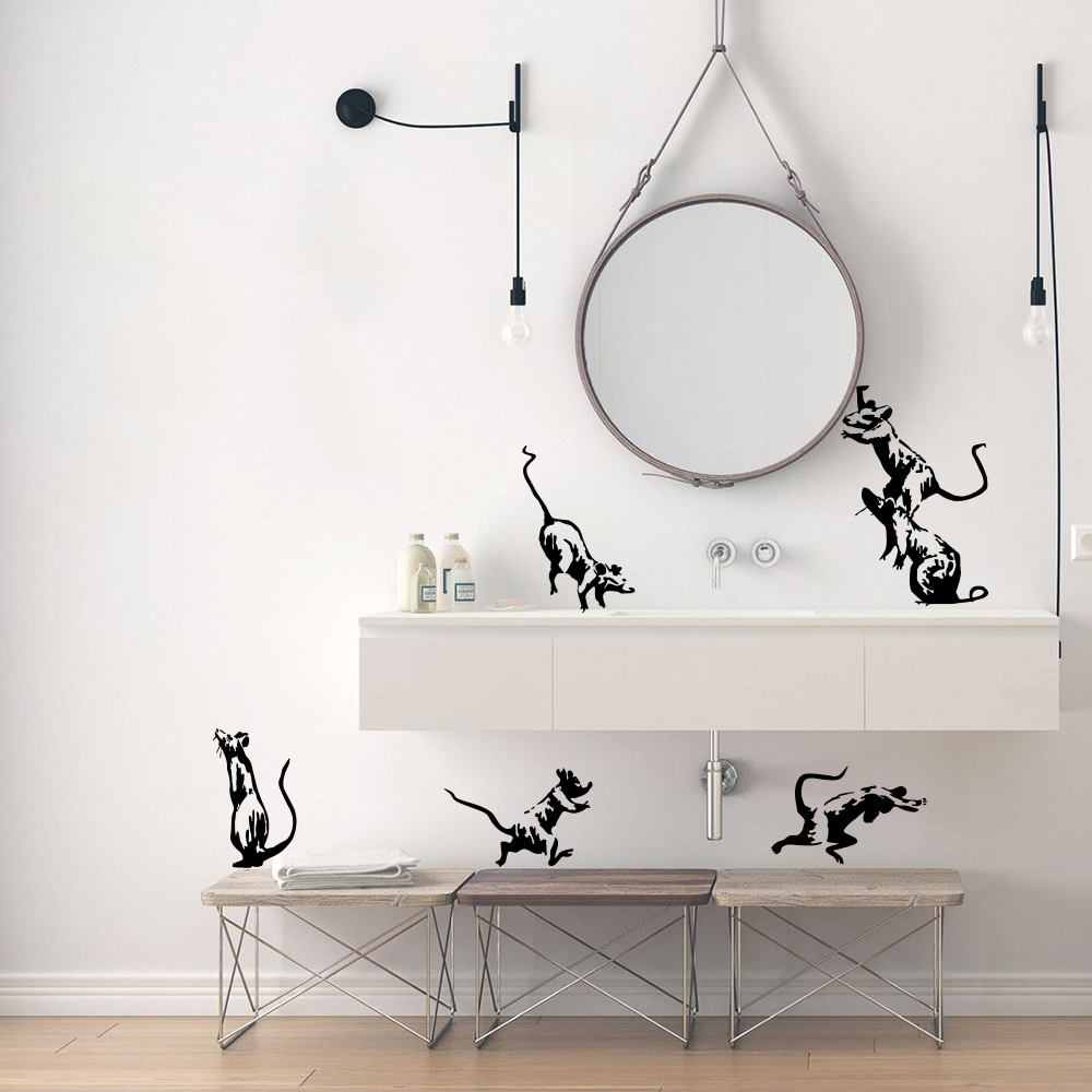 5Pcs Banksy Toilet Rats Wall S - Home Bathroom Floor Tiles review and price