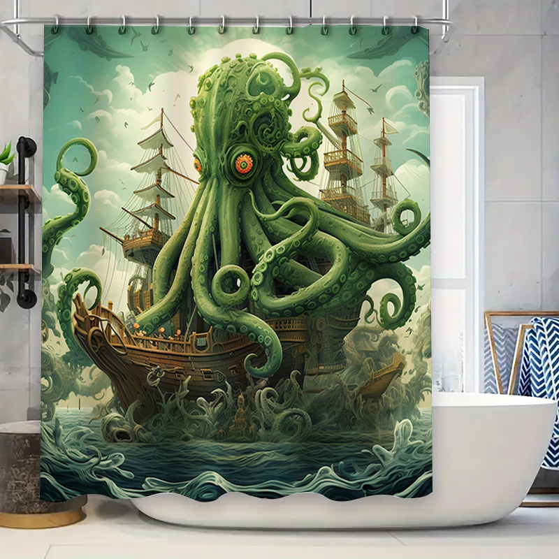 Octopus Ship Shower Curtain Su - Home Decor Bathroom Ideas review and price
