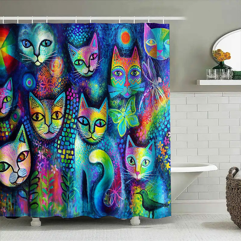 Cat Shower Curtain Artistic An - Home Decor Bathroom Ideas review and price